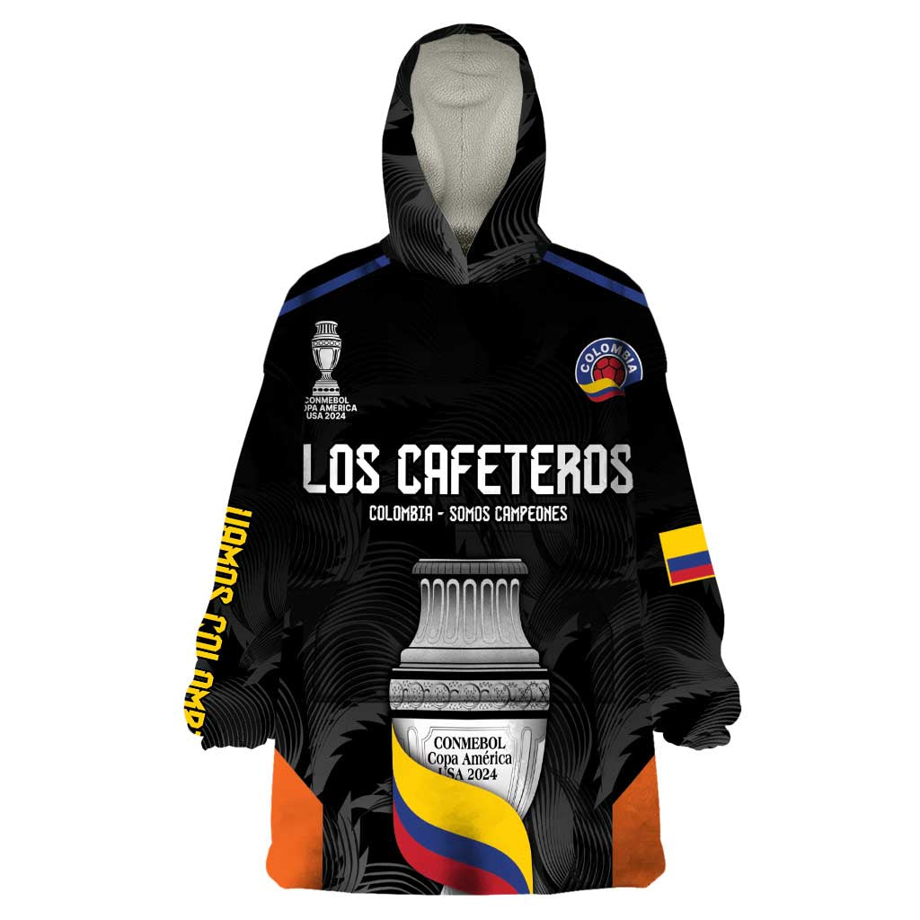 Colombia Champion Football Custom Wearable Blanket Hoodie Los Cafeteros Black Style - Wonder Print Shop