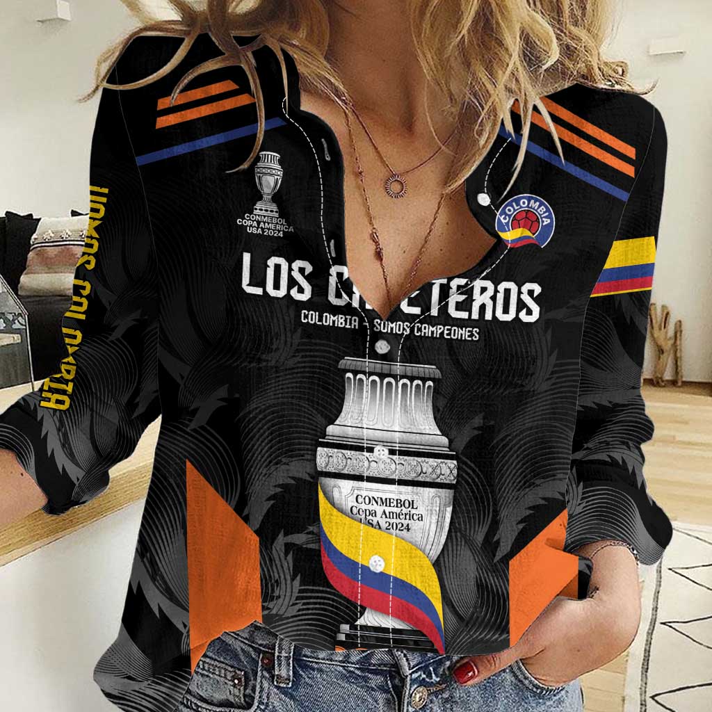 Colombia Champion Football Custom Women Casual Shirt Los Cafeteros Black Style - Wonder Print Shop