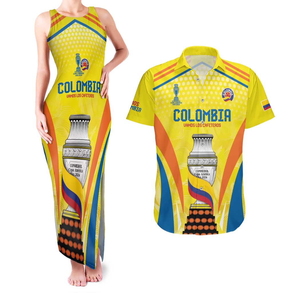 Colombia Champion Football Custom Couples Matching Tank Maxi Dress and Hawaiian Shirt Los Cafeteros Somos Campeones LT9 - Wonder Print Shop