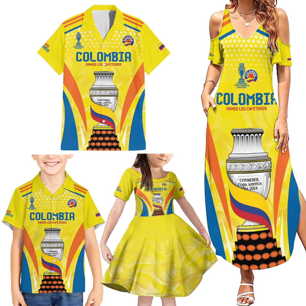 Colombia Champion Football Custom Family Matching Summer Maxi Dress and Hawaiian Shirt Los Cafeteros Somos Campeones - Wonder Print Shop