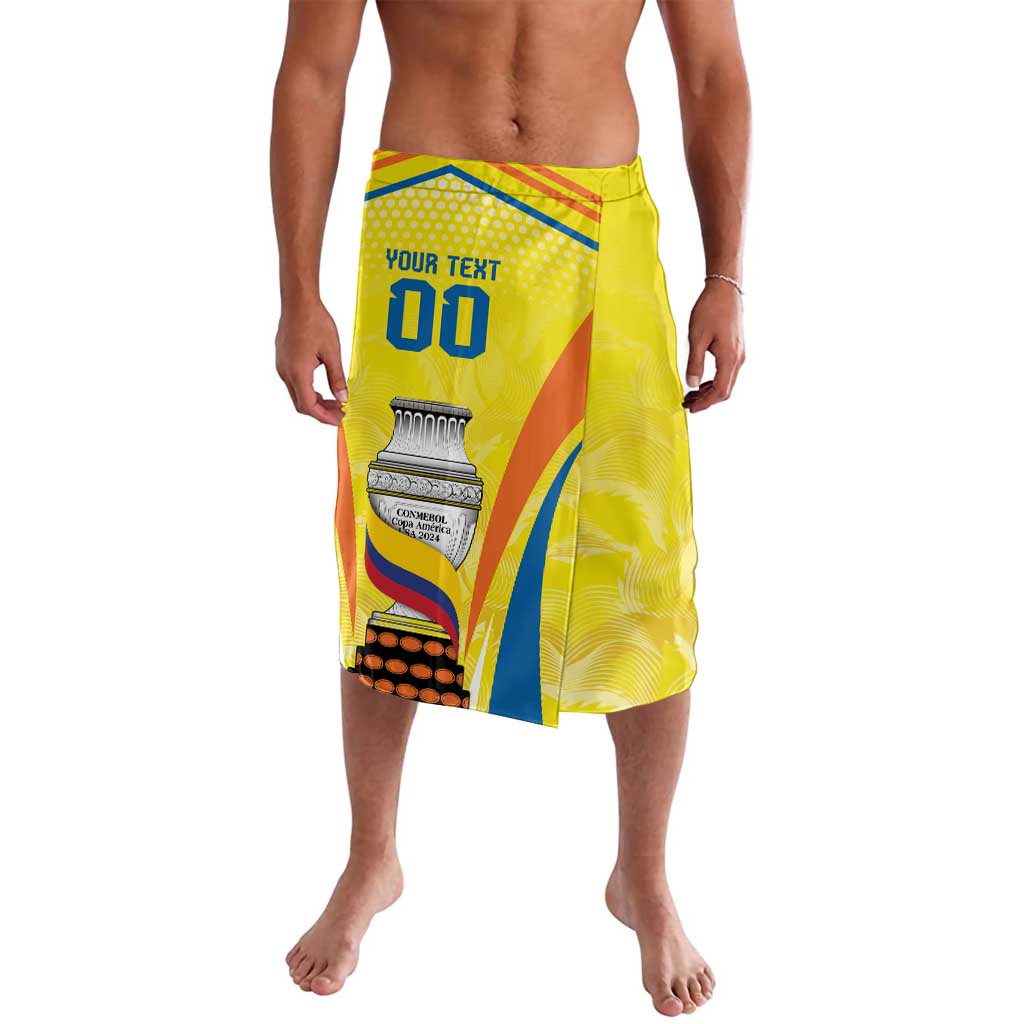 Yellow football-style sarong with colorful graphic panel and number print on front