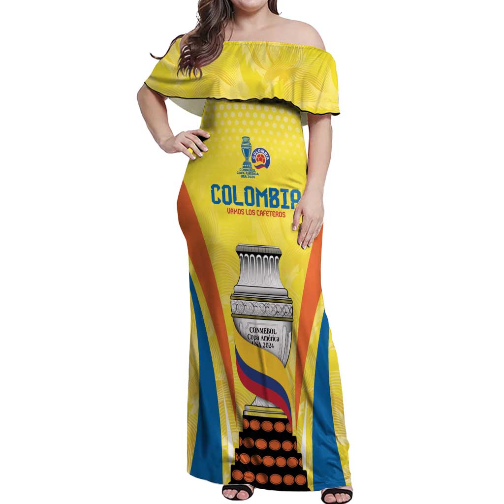 Colombia Champion Football Custom Off Shoulder Maxi Dress Los Cafeteros Somos Campeones - Wonder Print Shop