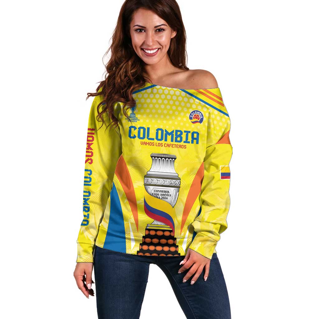 Colombia Champion Football Custom Off Shoulder Sweater Los Cafeteros Somos Campeones - Wonder Print Shop