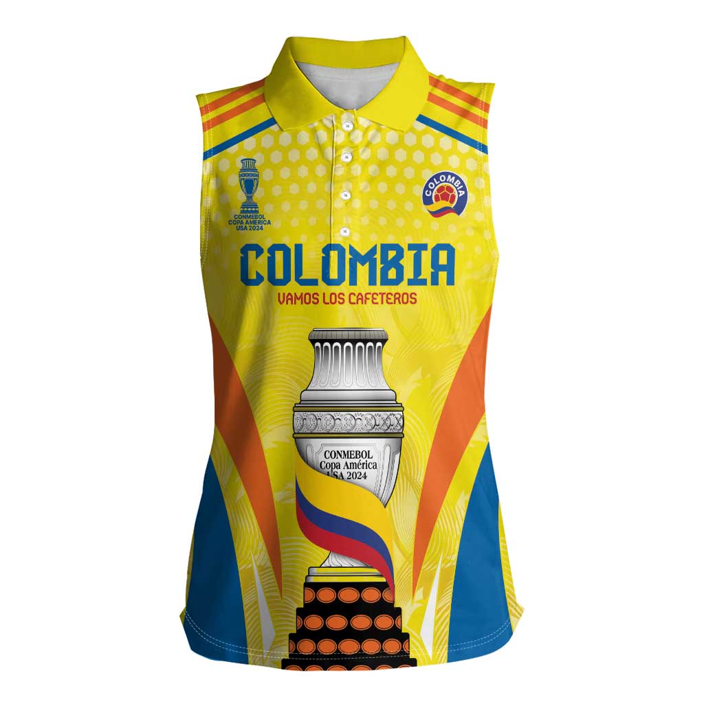 Colombia Champion Football Custom Women Sleeveless Polo Shirt Los Cafeteros Somos Campeones - Wonder Print Shop