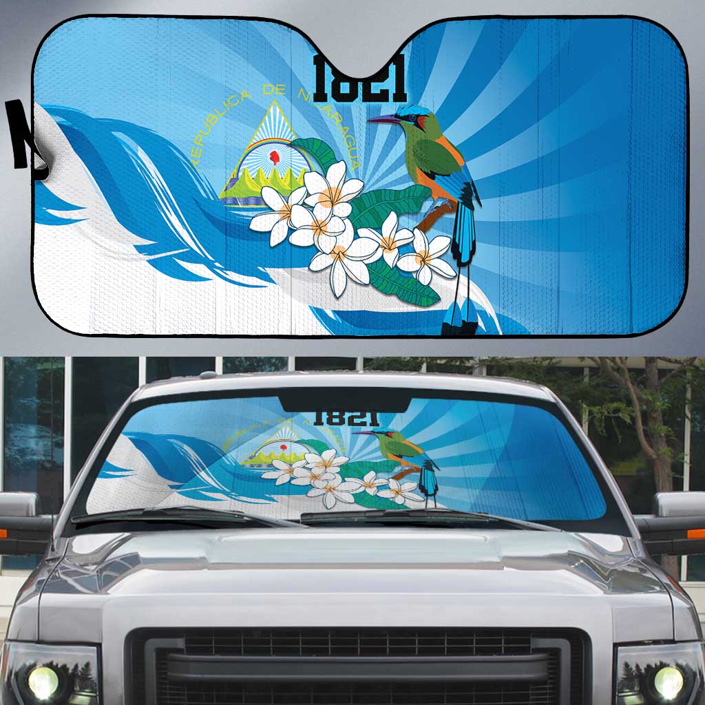 Nicaragua Independence Day Personalized Auto Sun Shade Since 1821 Proud Guardabarranco Sacuanjoche - Wonder Print Shop