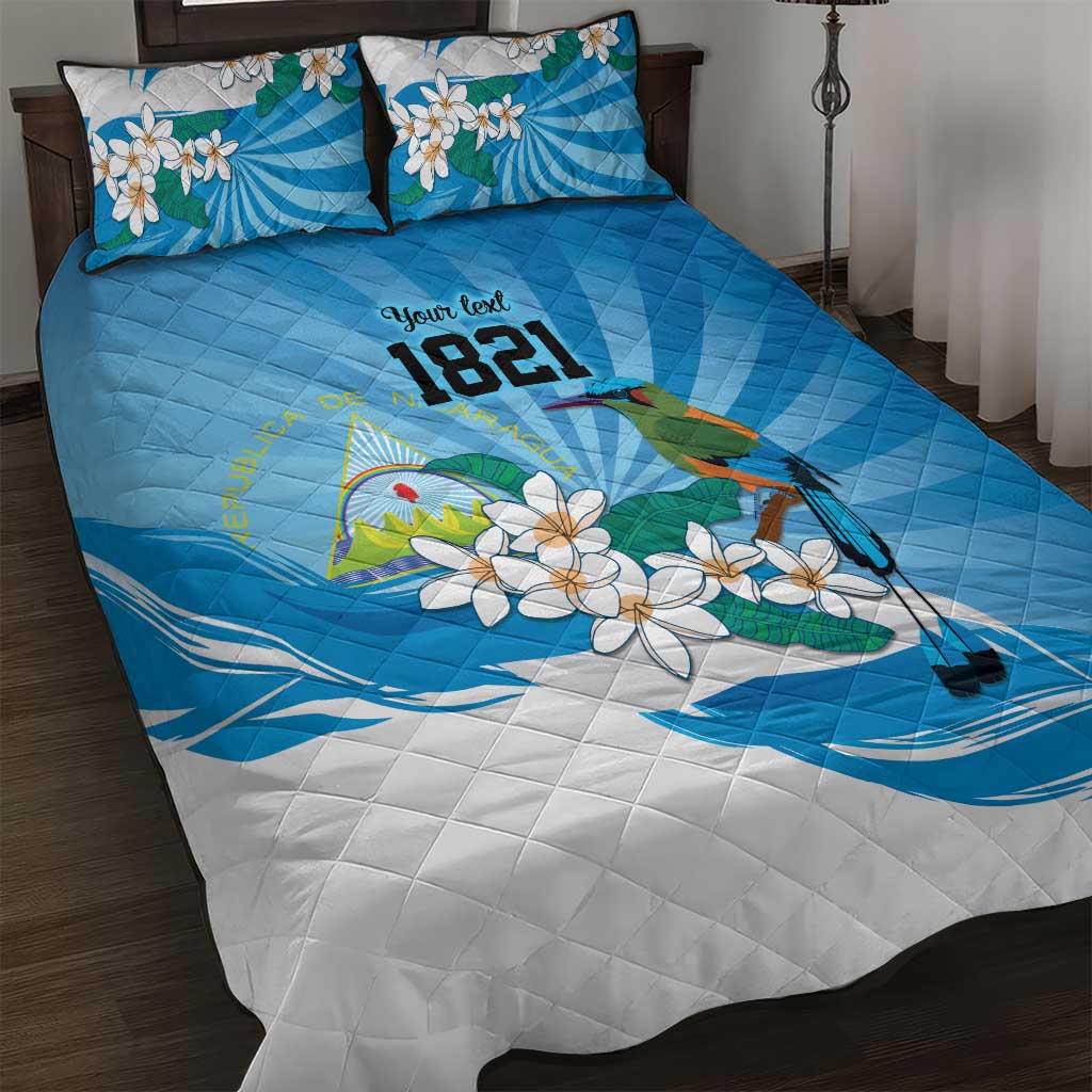 Nicaragua Independence Day Personalized Quilt Bed Set Since 1821 Proud Guardabarranco Sacuanjoche - Wonder Print Shop