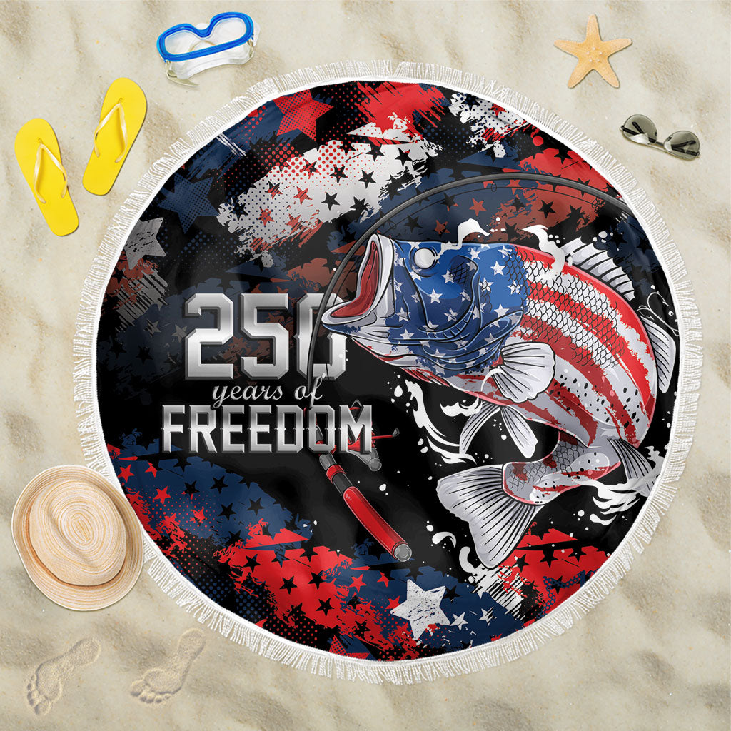 Largemouth Bass Fishing Beach Blanket America 250 Year Freedom