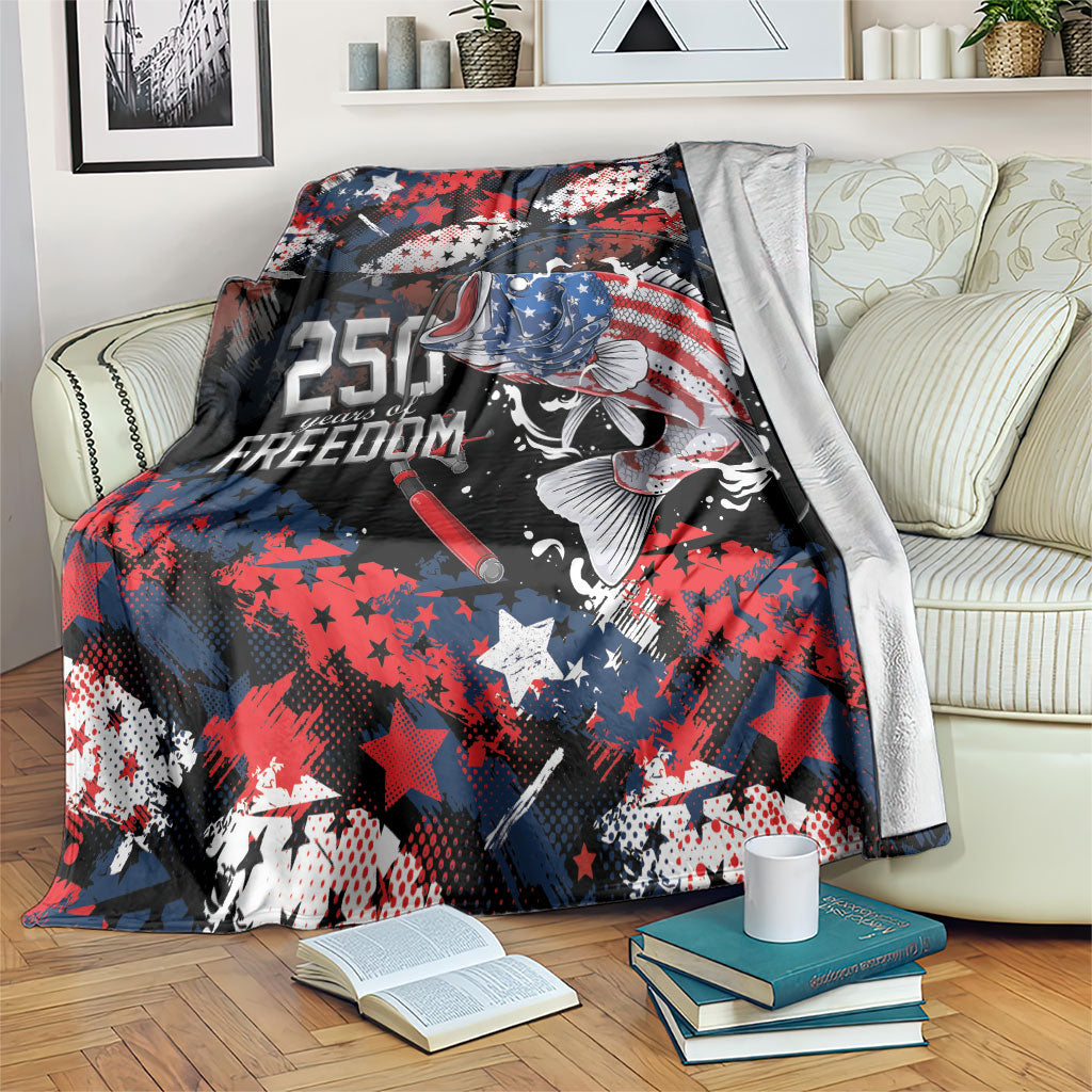 Largemouth Bass Fishing Blanket America 250 Year Freedom