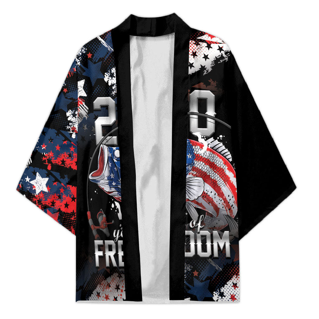 Personalized Largemouth Bass Fishing Kimono America 250 Year Freedom
