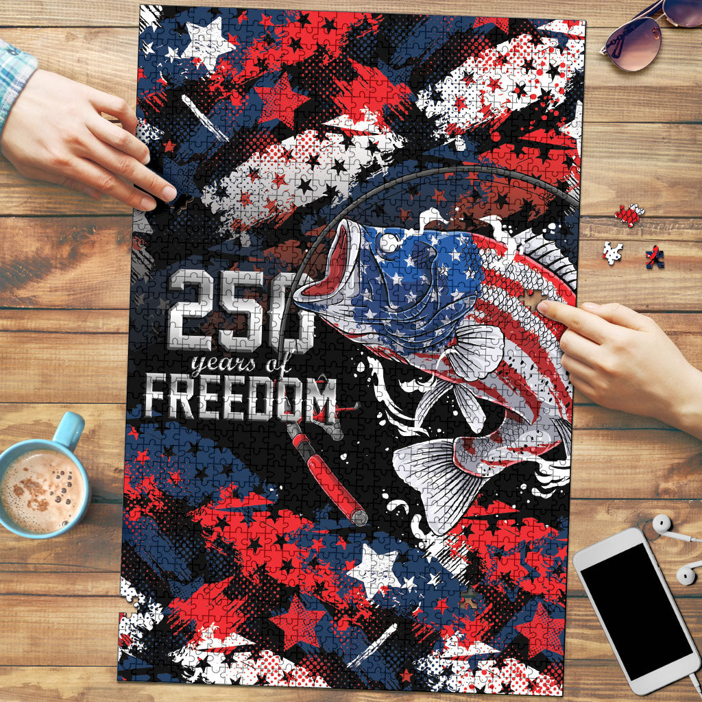 Largemouth Bass Fishing Puzzle America 250 Year Freedom