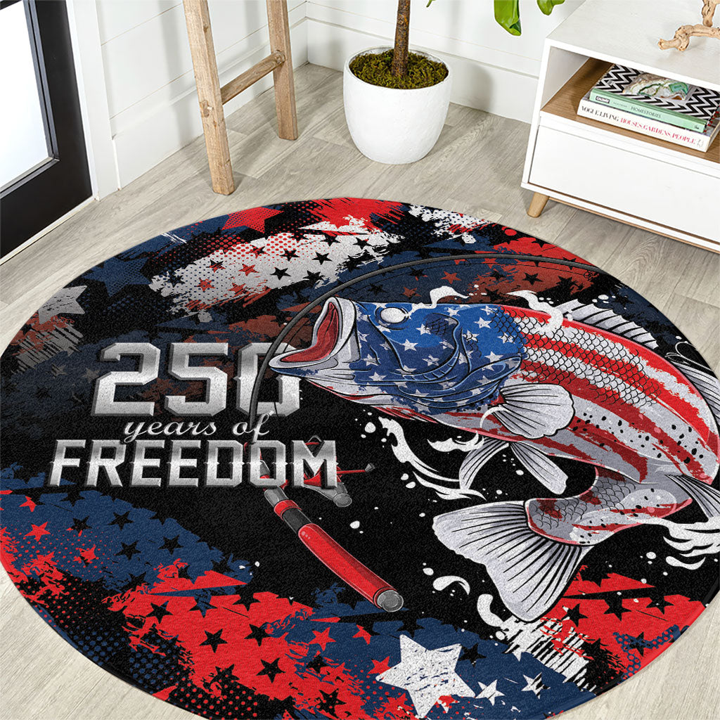 Largemouth Bass Fishing Round Carpet America 250 Year Freedom
