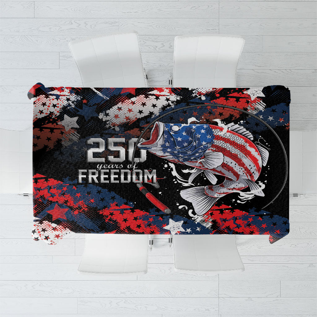 Largemouth Bass Fishing Tablecloth America 250 Year Freedom