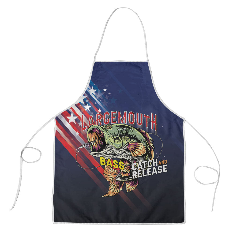 Largemouth Bass Fishing Apron American Flag