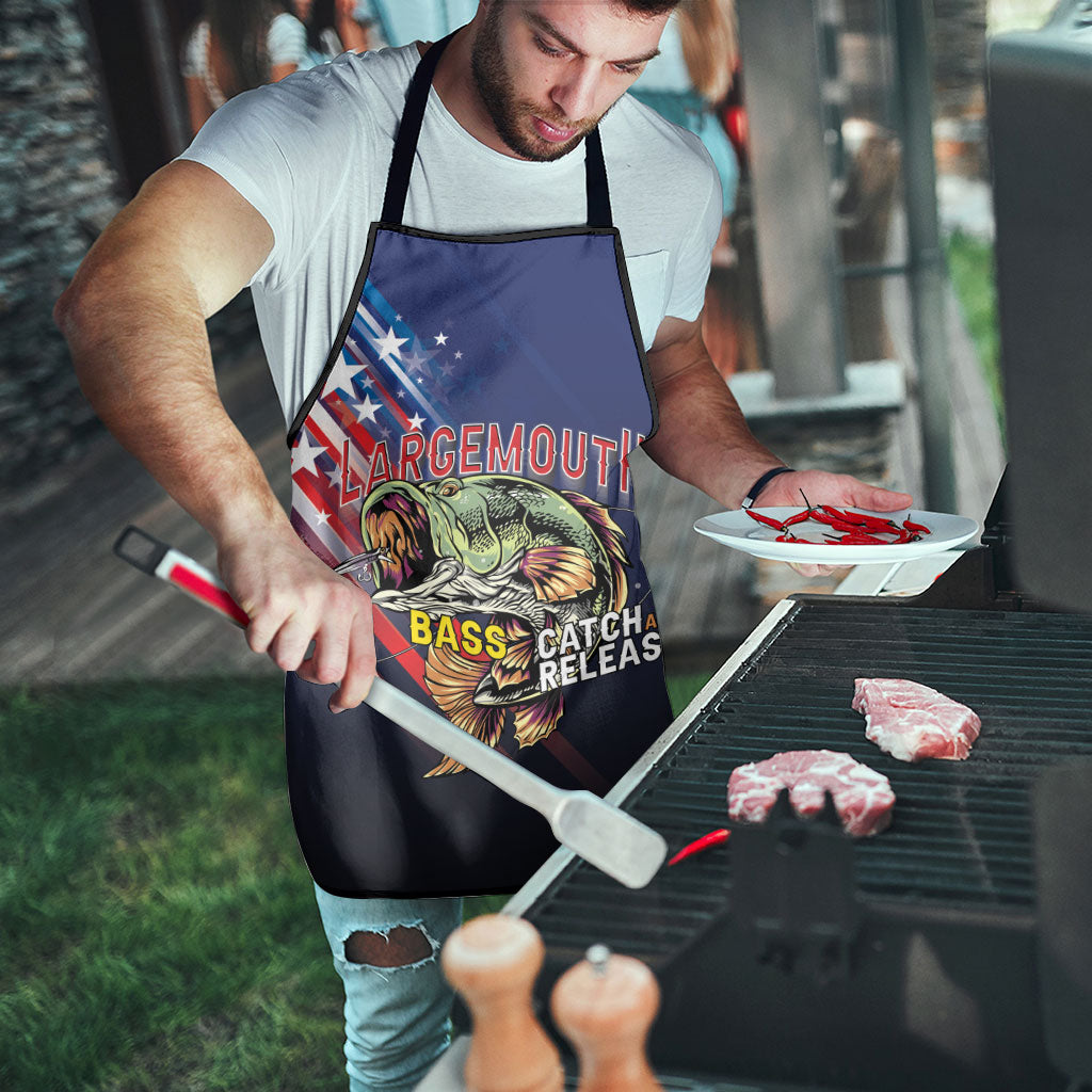 Largemouth Bass Fishing Apron American Flag