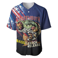 Personalized Largemouth Bass Fishing Baseball Jersey American Flag