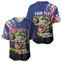 Personalized Largemouth Bass Fishing Baseball Jersey American Flag