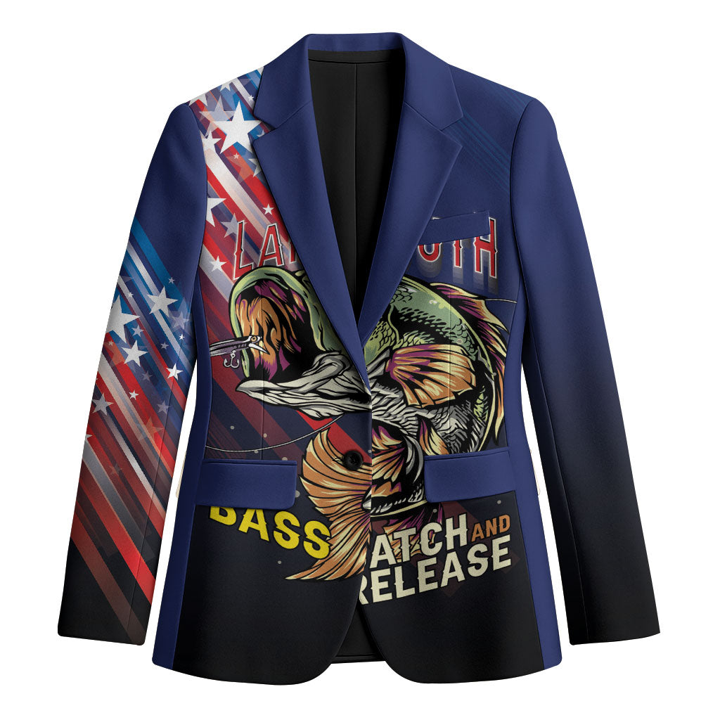 Personalized Largemouth Bass Fishing Blazer American Flag