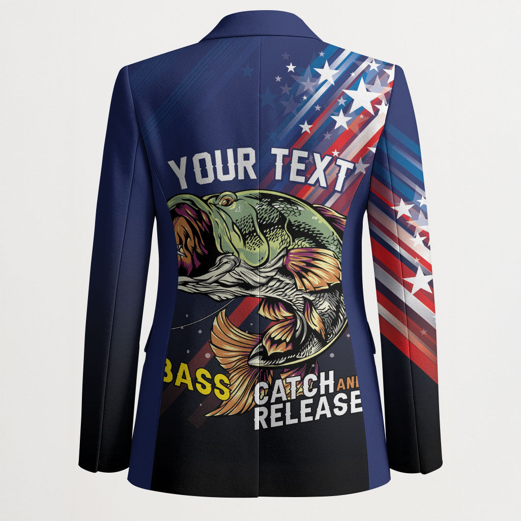 Personalized Largemouth Bass Fishing Blazer American Flag