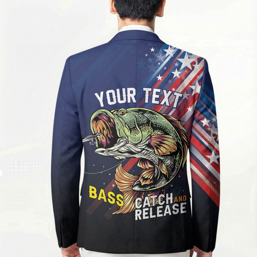 Personalized Largemouth Bass Fishing Blazer American Flag