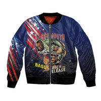 Personalized Largemouth Bass Fishing Bomber Jacket American Flag