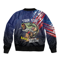 Personalized Largemouth Bass Fishing Bomber Jacket American Flag