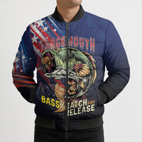 Personalized Largemouth Bass Fishing Bomber Puffer Jacket American Flag