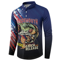 Personalized Largemouth Bass Fishing Button Sweatshirt American Flag