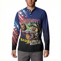Personalized Largemouth Bass Fishing Button Sweatshirt American Flag