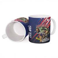 Personalized Largemouth Bass Fishing Ceramic Mug American Flag