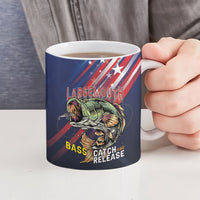 Personalized Largemouth Bass Fishing Ceramic Mug American Flag