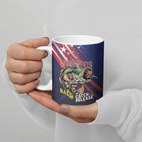 Personalized Largemouth Bass Fishing Ceramic Mug American Flag