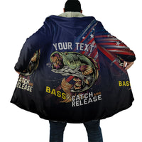 Personalized Largemouth Bass Fishing Cloak American Flag