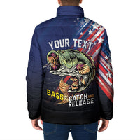 Personalized Largemouth Bass Fishing Padded Jacket American Flag