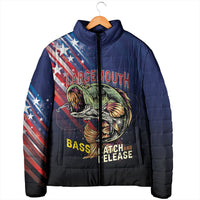 Personalized Largemouth Bass Fishing Padded Jacket American Flag