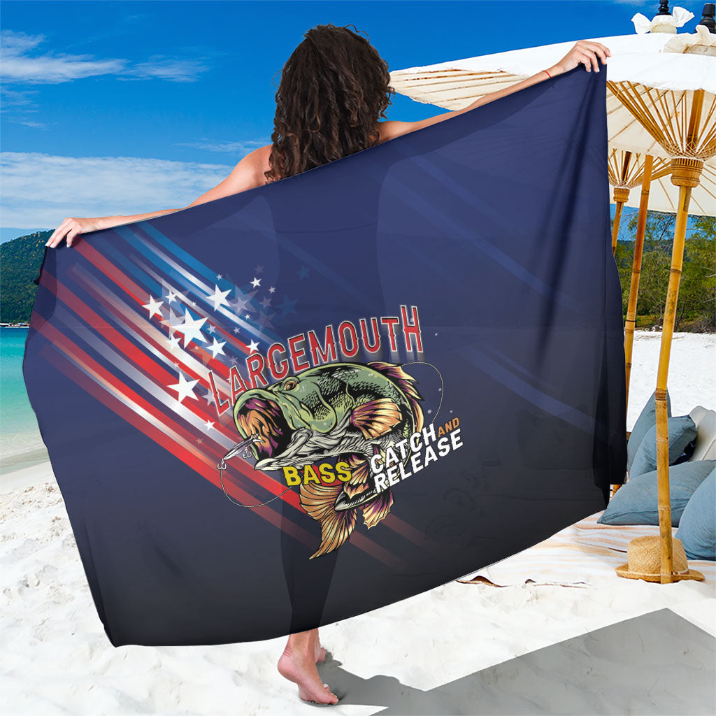 Largemouth Bass Fishing Sarong American Flag