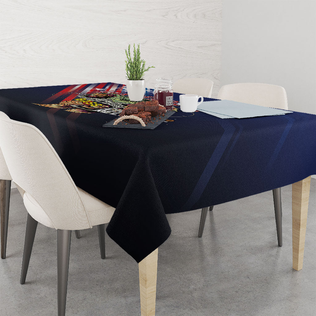 Largemouth Bass Fishing Tablecloth American Flag