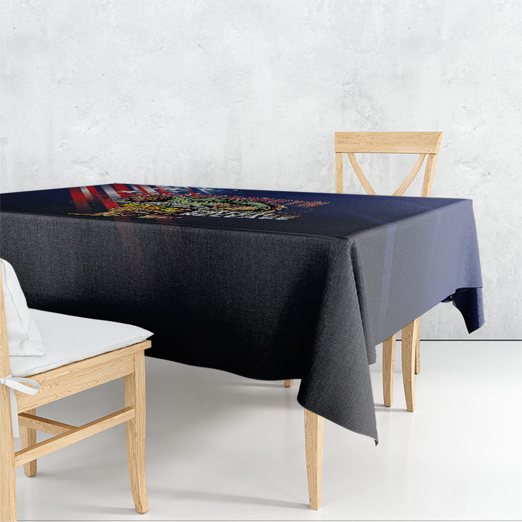 Largemouth Bass Fishing Tablecloth American Flag