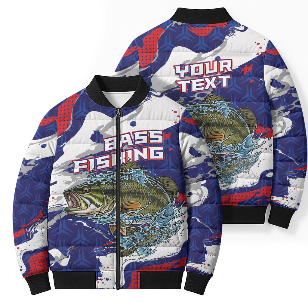 Personalized Largemouth Bass Tournament Fishing Bomber Puffer Jacket