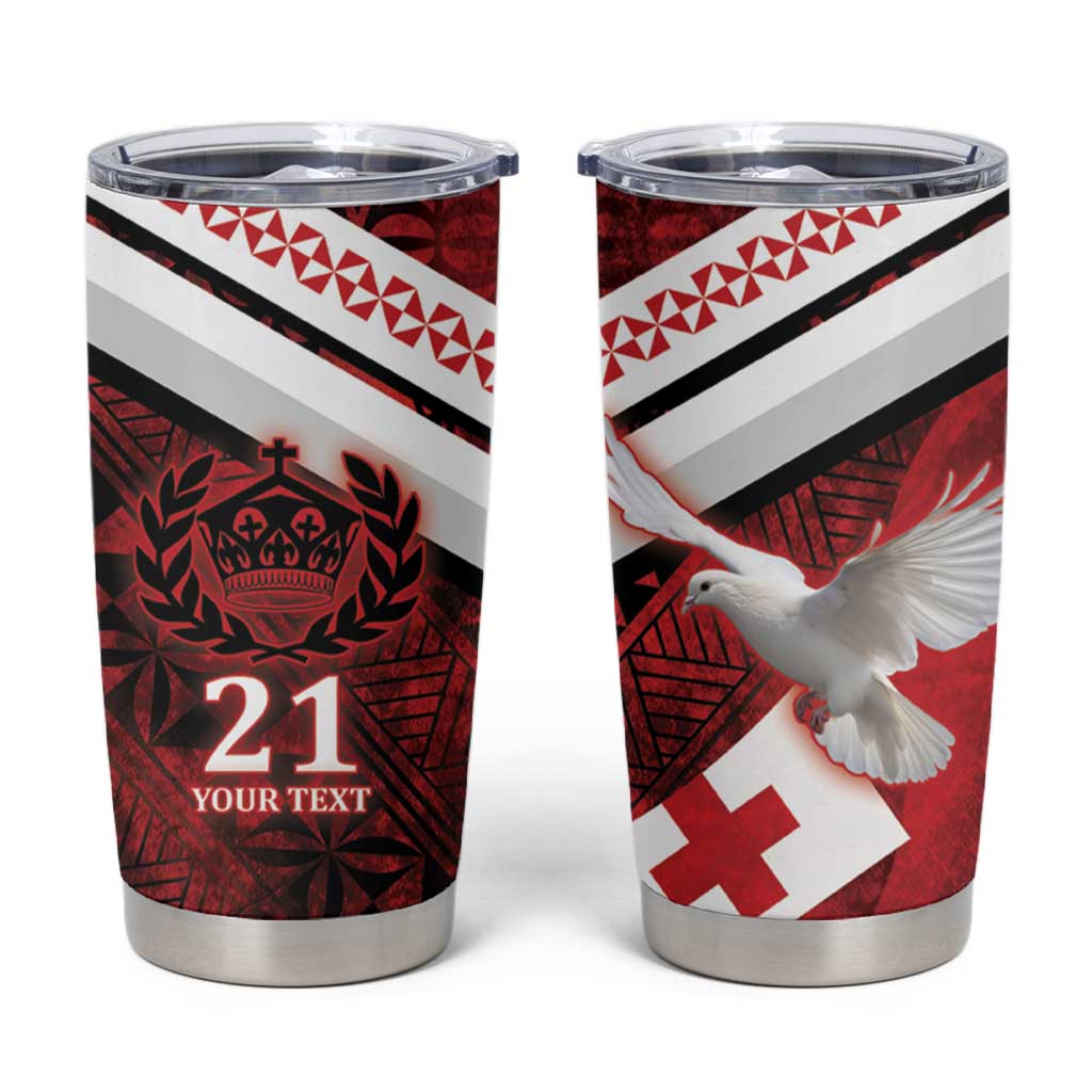 Custom Tonga XIII Rugby Tribal Tattoo Tumbler Cup Mate Ma'a Tonga Kupesi Ngatu Grunge Style