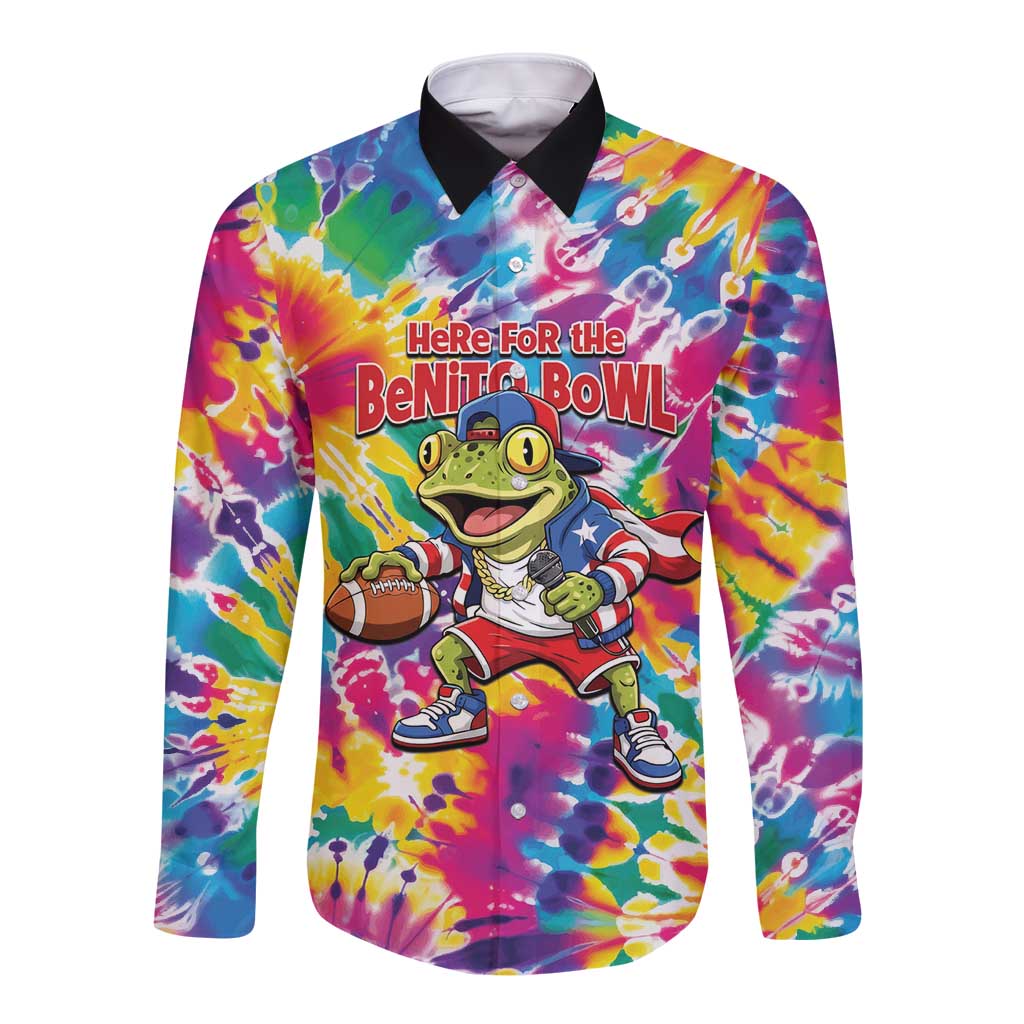 Funny Benito Coqui Frog Long Sleeve Button Shirt Puerto Rican Coquí Football