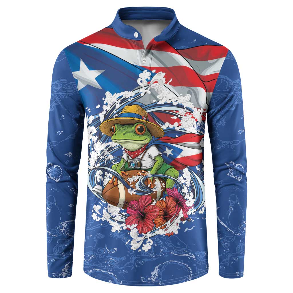 Puerto Rican Coquí Football Button Sweatshirt Here For The Benito Bowl