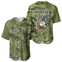 Montford Point Marines Baseball Jersey Flame Fire Military Green Camo