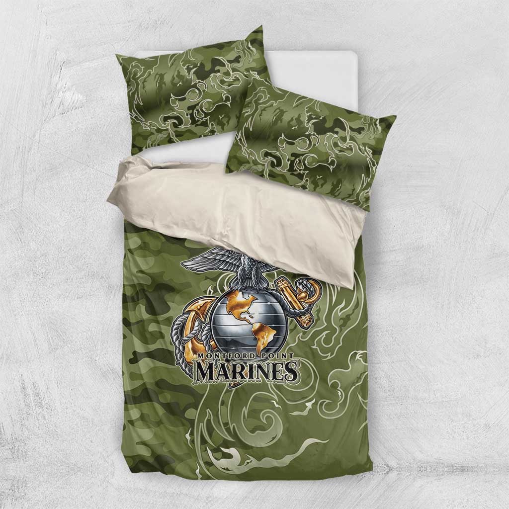 Montford Point Marines Bedding Set Flame Fire Military Green Camo