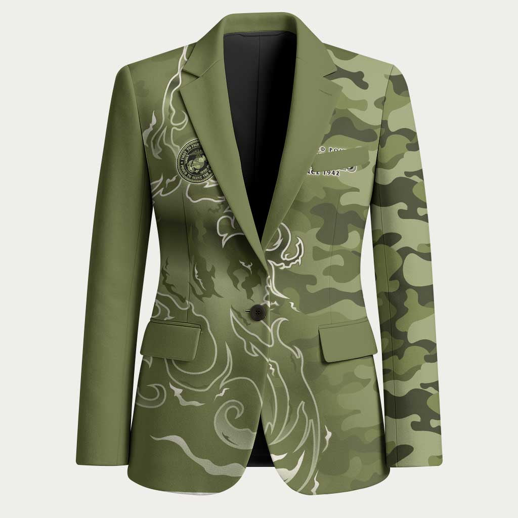 Montford Point Marines Blazer Flame Fire Military Green Camo