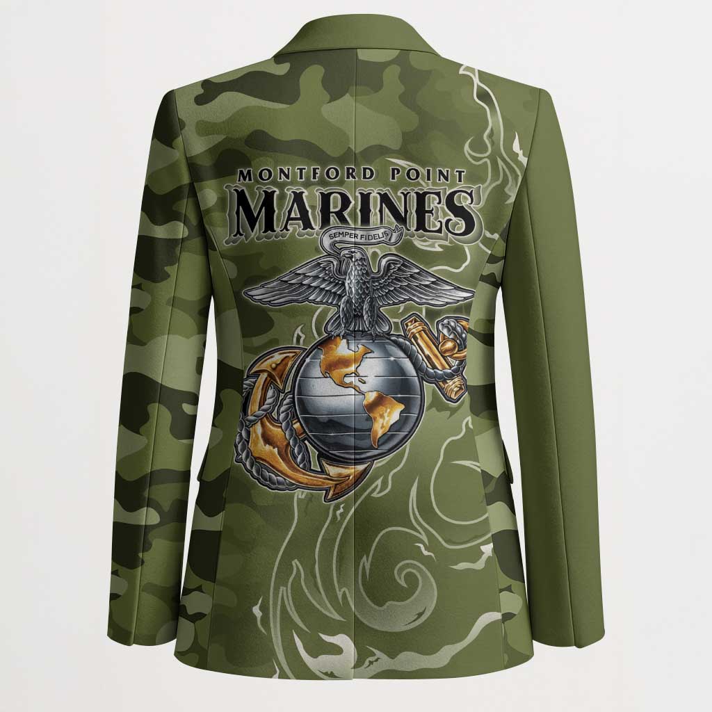 Montford Point Marines Blazer Flame Fire Military Green Camo