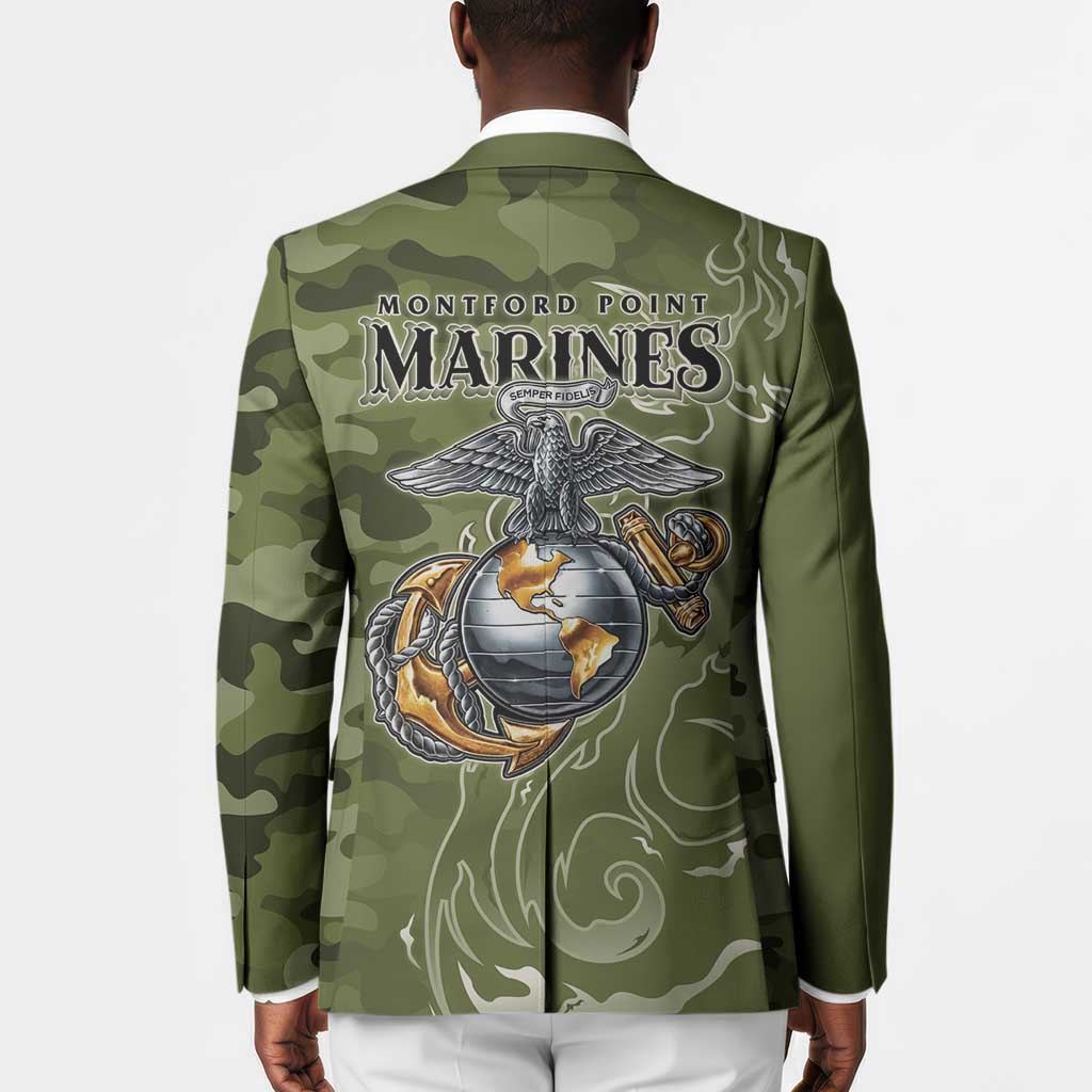Montford Point Marines Blazer Flame Fire Military Green Camo