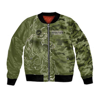 Montford Point Marines Bomber Jacket Flame Fire Military Green Camo
