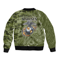 Montford Point Marines Bomber Jacket Flame Fire Military Green Camo