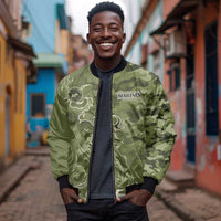 Montford Point Marines Bomber Jacket Flame Fire Military Green Camo