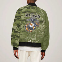 Montford Point Marines Bomber Jacket Flame Fire Military Green Camo